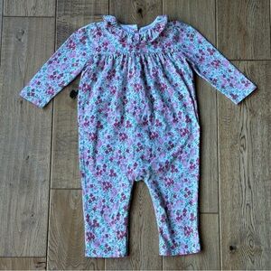 Ralph Lauren Pink Floral Print Ruffle Neck Coverall size 9 Months